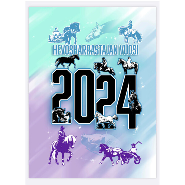 Hevosharrastajan Vuosi 2024 on vuosikalenteri ja treenipäiväkirja jokaiselle hevosihmiselle