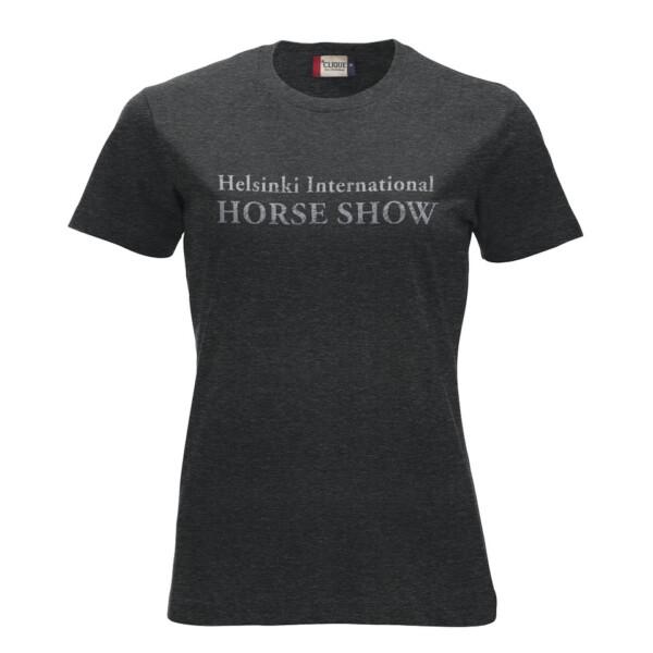 HIHS T-Paita Lady Rakeloitu Logo Tummanharmaa