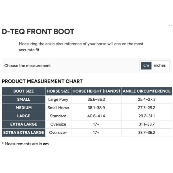 EquiFit D-Teq Impacteq Liner Jännesuojien mittataulukko