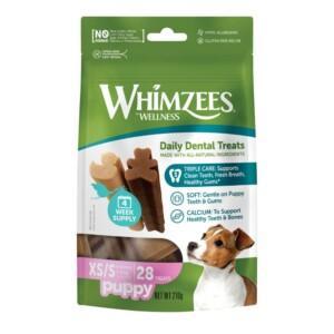 WHIMZEES Dental Sticks puruluut pennuille ovat pehmeitä ja hellävaraisia pennun hampaille sekä auttavat poistamaan plakkia ja hammaskiveä.